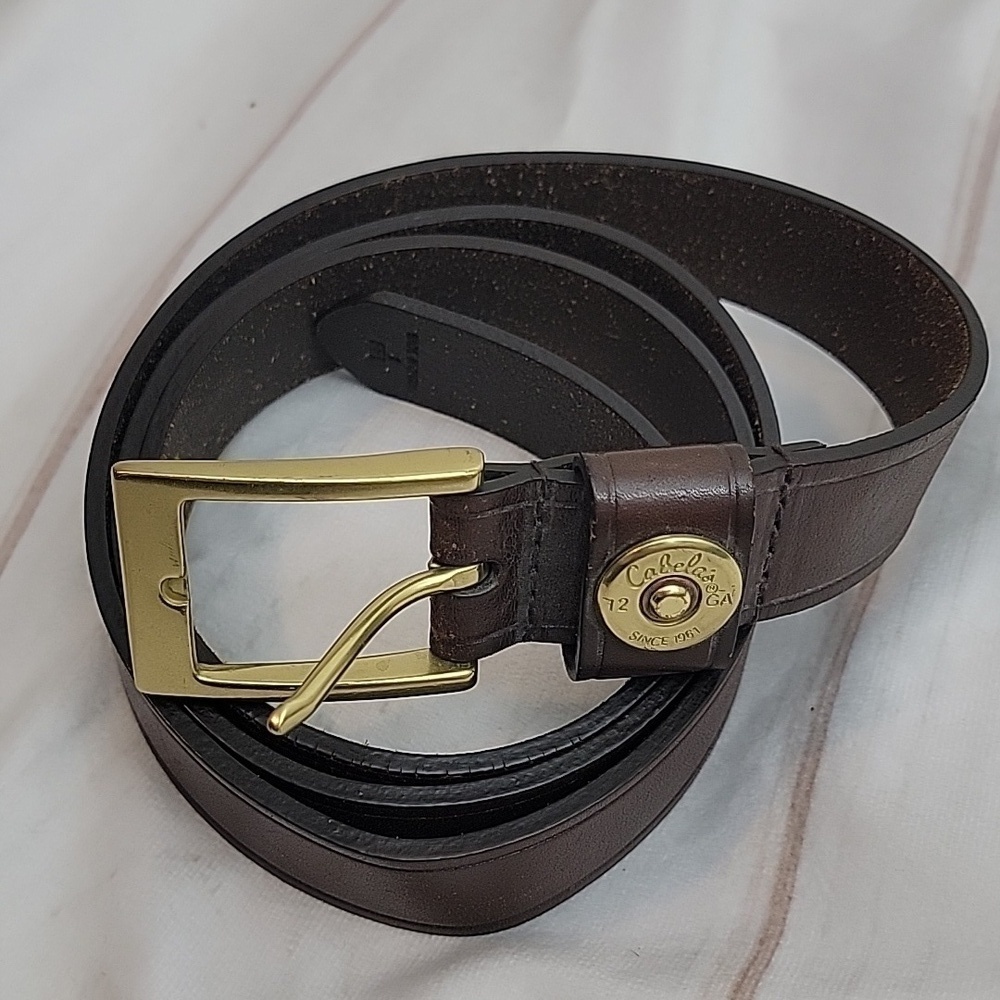 Cabelas Brown Leather with Gold Bullet Shotgot Shell Belt size 46
